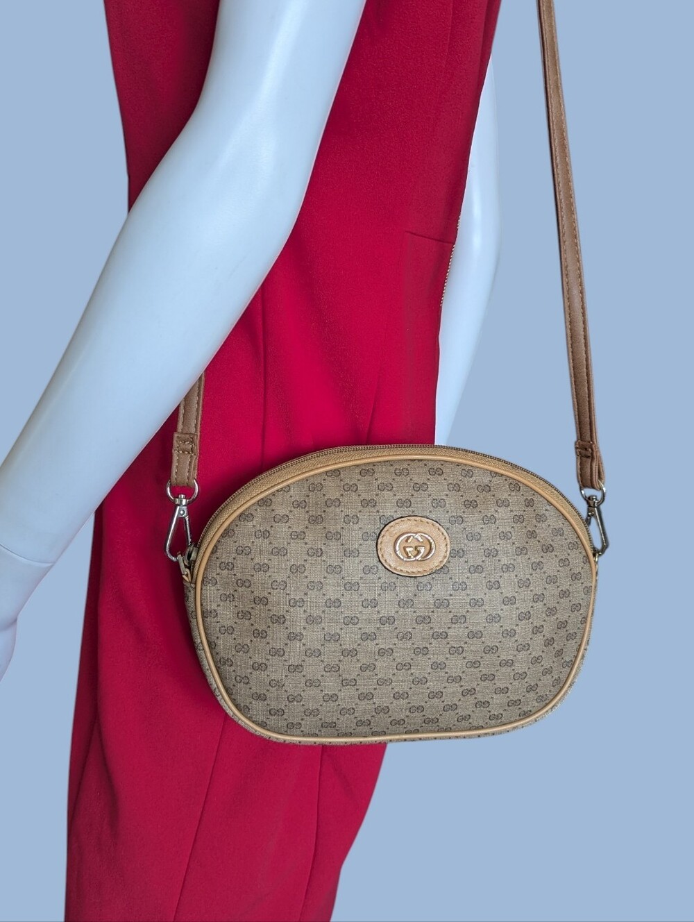 vintage 1980s Gucci Micro GG Supreme Oval Crossbody Bag